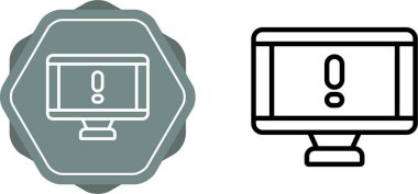 Beyaz arkaplandaki bilgisayar ve uyarı işaretleri kümesi, vektör illüstrasyonu   