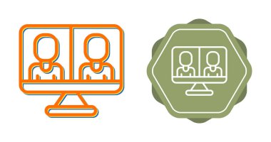 online toplantı simgesi vektör illüstrasyonunu ayarla