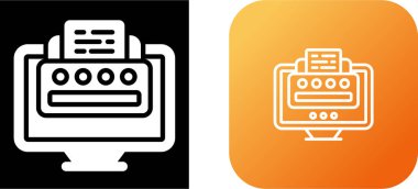 documents in printers with computer screens icon isolated on white background. vector