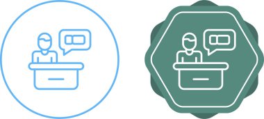 Konuşma balonu vektör illüstrasyonuna sahip ofis çalışanı 