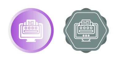 Beyaz arkaplanda bilgisayar ekranı simgesi olan yazıcılardaki belgeler izole edildi. vektör