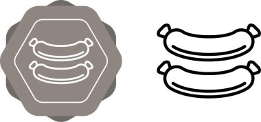 Izgara Sosis Simgesi, Barbekü, Parti BBBQ. Beyaz Arkaplanda Vektör Resimleri 