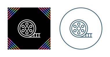 Beyaz arka planda gösterişli çizgi simgeleri, film makarası