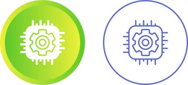 beyaz arkaplanda izole edilmiş bilgisayar çipi simgesi, vektör illüstrasyonu 