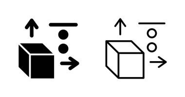 Koordinat Eksenli Küp, Doğrusal Simge Basit Vektör Resimleri 