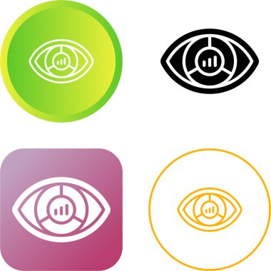 Analiz, vizyon ve finans işleri için baro tablosu olan bir göz simgesi. Vektör vuruşu, ana hatlar ve sağlam simgeler.