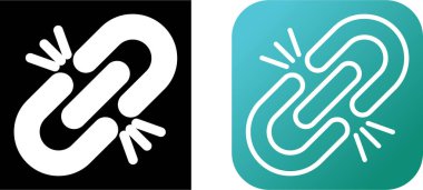 Kırık bağlantı simgeleri ayarlandı, vektör illüstrasyonu