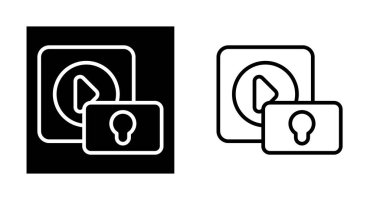 Video oynatıcıları beyaz arkaplanda simgeleri kilitledi, vektör yanılsaması  