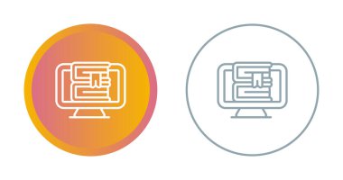 Beyaz arkaplandaki bilgisayar ekranlarındaki kitaplar, vektör illüstrasyonu 