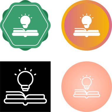 set light bulb with book icon isolated on white 