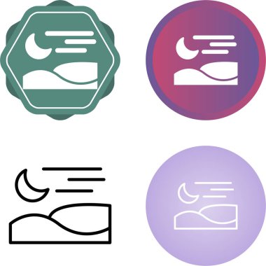 Beyaz arkaplanda izole edilmiş vadi simgelerindeki gece seti, vektör illüstrasyonu 