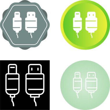 usb kablo simgeleri ayarlandı, vektör illüstrasyonu basit tasarım