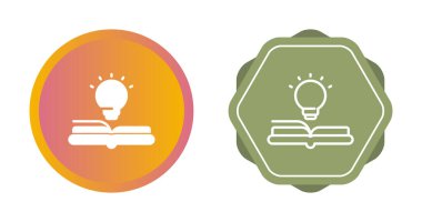 set light bulb with book icon isolated on white 