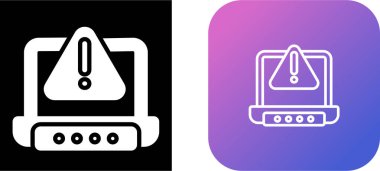 beyaz arkaplanda izole edilmiş uyarı simgelerine sahip dizüstü bilgisayarlar, vektör illüstrasyonu  