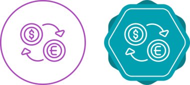 para dönüştürücü uygulama simgeleri, dolar ve avro para birimli düz düğmeler. 