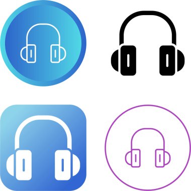 kulaklık simgeleri ayarlandı, vektör illüstrasyonu