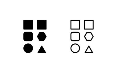 Şekil simgeleri ayarlandı, vektör illüstrasyonu