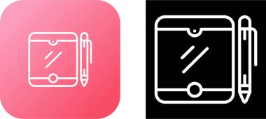 Kalem simgeli tablet, vektör illüstrasyonu 