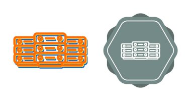Veritabanı, Sunucu veya Bulut Servis Hattı Simgesi. Ağ ve Teknoloji Vektörü Doğrusal İmzası.