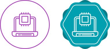 beyaz arkaplanda dizüstü bilgisayarlar ve işlemciler simgeleri, vektör illüstrasyonu