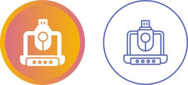 beyaz arkaplanda izole edilmiş flaş disk simgelerine sahip dizüstü bilgisayarlar, vektör illüstrasyonu   