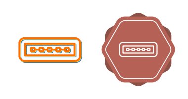 Beyaz arkaplan üzerindeki usb port simgeleri kümesi, vektör illüstrasyonu  