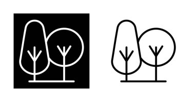 Beyaz arkaplanda izole edilmiş ağaç simgeleri ayarlandı