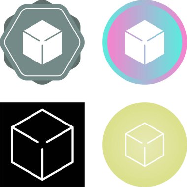 Beyaz arkaplanda Küp sembolleri seti. Doğrusal, siluet ve düz biçim. Vektör illüstrasyonu. 