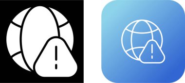 dünya ve uyarı işareti simgesi