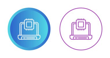 beyaz arkaplanda dizüstü bilgisayarlar ve işlemciler simgeleri, vektör illüstrasyonu