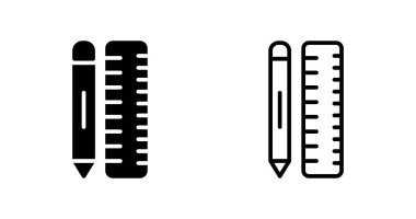 Cetvel ve kalem simgeleri, vektör illüstrasyonu 