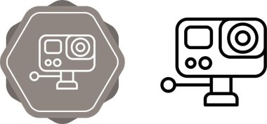 Beyaz arkaplanda eylem kamerası simgeleri kümesi, vektör illüstrasyonu             