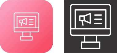 Bilgisayar monitör simgesini. Düz Pc sembolü. Vektör çizim