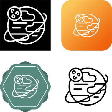 Uydu simgeleri olan gezegen, vektör illüstrasyonu