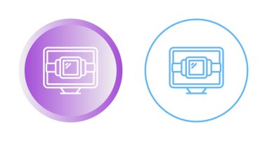 Beyaz arkaplanda bilgisayar izleme simgeleri, vektör illüstrasyonu