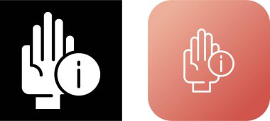 Beyaz arkaplanda insan eli ve uyarı simgeleri, vektör illüzyonu 