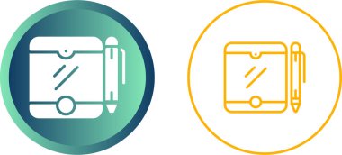 Kalem simgeli tablet, vektör illüstrasyonu 