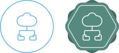 çizgi bulut teknolojisi simgesi beyaz arkaplanda izole. 