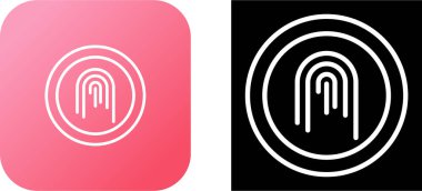 Parmak izi Simgesi, Düğme Şablonu, Basit Düz Vektör Resimleri.