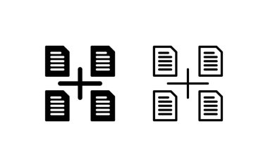 belge simgeleri ayarlandı, vektör illüstrasyonu basit tasarım