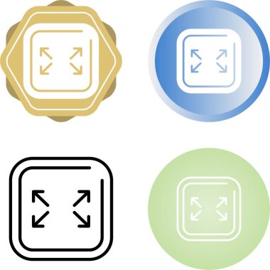 Tam ekran simge vektörü. Tam ekran işareti ve simgeye genişlet. Oklar sembolü