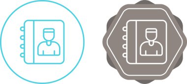 Adres defteri simgesini. Beyaz arka plan üzerinde kişi Not düz vektör çizim.