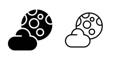 Bulut ikonlarıyla dolunay belirlendi. Vektör illüstrasyonu