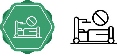 Beyaz arka planda dur işareti simgeleri olan hastane yatakları.   