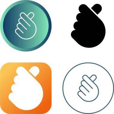 El yapımı Mini Kalp Sembol Simgesi. Mini Parmak Kalp Çizgisi Simgesi. Love Icon Vektör İllüstrasyonuyla El