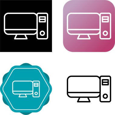 masaüstü bilgisayar simgeleri ayarlandı, vektör illüstrasyonu 