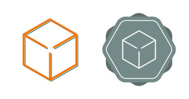 Beyaz arkaplanda Küp sembolleri seti. Doğrusal, siluet ve düz biçim. Vektör illüstrasyonu. 