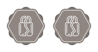 Kırık asma kilit simgeleri seti, vektör illüstrasyonu basit tasarım