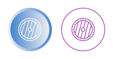 Beyaz arkaplanda izole edilmiş yuvarlak kalkan simgeleri kümesi, vektör illüstrasyonu 