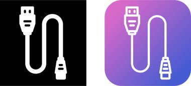 yazıcı kablo simgeleri ayarlandı, basit vektör illüstrasyonu